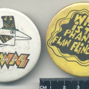 Tiswas  two badges Phantom Flan Flinger