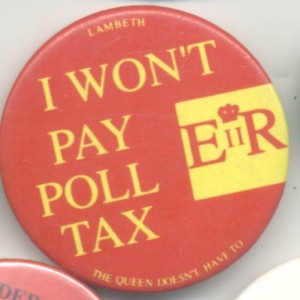 Poll Tax campaign Lambeth I wont pay the queen doesn't have to